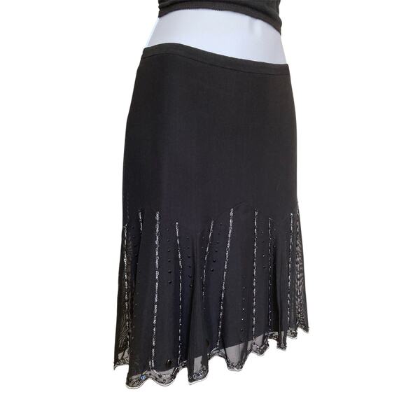 Vintage Y2k Express Black Mesh Beaded Fairy Goth Boho Mini Skirt NWT Size S/M - Picture 2 of 6